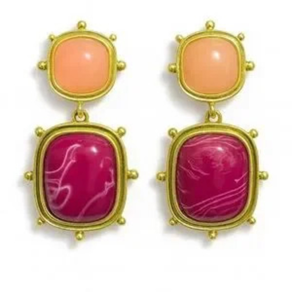Gold and Pink Statement Earrings